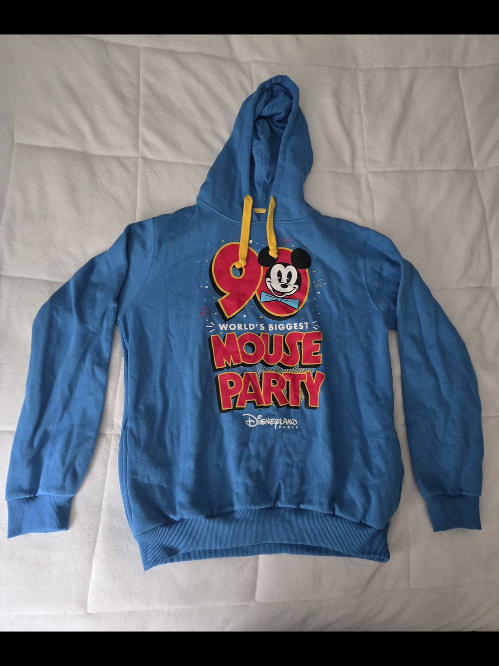 Disneyland Paris 90th Mouse Party Hoodie XL Blue Mickey Pullover Sweatshirt NWT